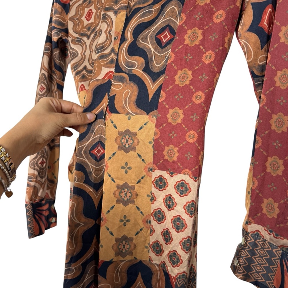 Misa Eliza Patchwork Wrap‎ Dress - Picture 5 of 14
